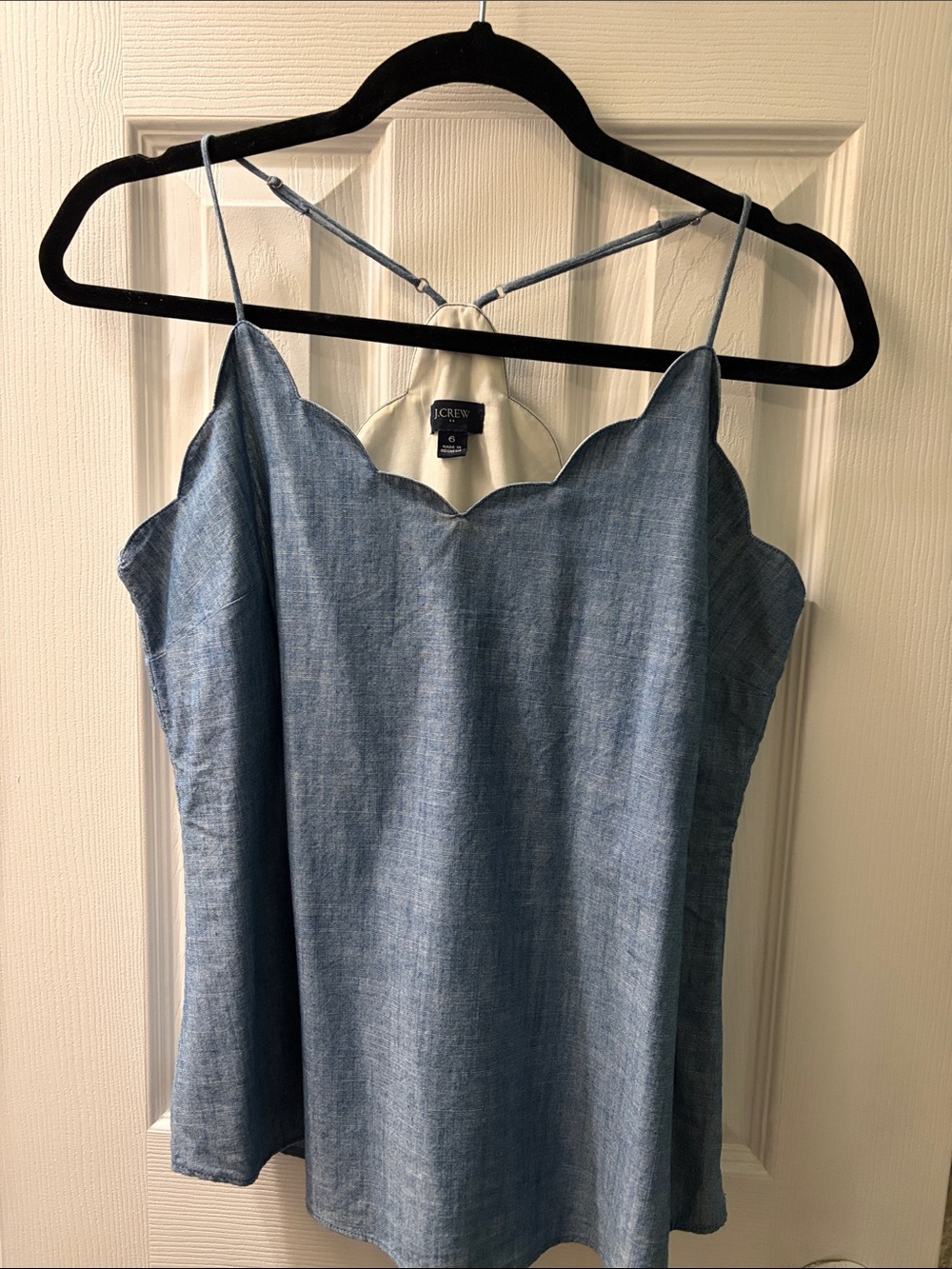 J. Crew Light Blue Scallop Neck Chambray Cami